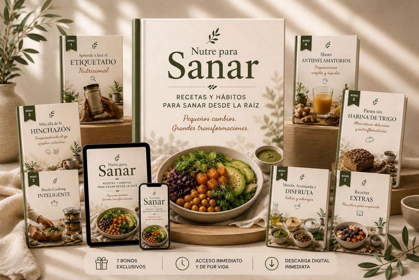 🌿Nutre para Sanar: recetas y hábitos para sanar desde la raíz+🎁 7 bonos de Regalo